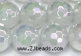 CAA6036 15 inches 10mm faceted round AB-color white agate beads