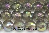 CAA6042 15 inches 6mm faceted round AB-color grey agate beads