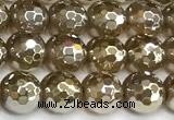 CAA6046 15 inches 6mm faceted round AB-color yellow agate beads