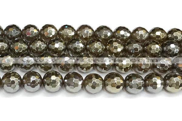 CAA6049 15 inches 12mm faceted round AB-color yellow agate beads