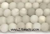 CAA6075 15 inches 4mm round matte white crazy lace agate beads