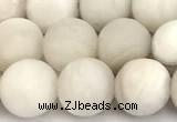 CAA6077 15 inches 8mm round matte white crazy lace agate beads