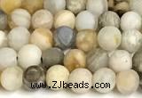 CAA6080 15 inches 4mm round matte bamboo leaf agate beads