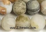 CAA6082 15 inches 8mm round matte bamboo leaf agate beads