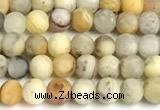 CAA6085 15 inches 4mm round matte yellow crazy lace agate beads