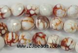 CAA714 15.5 inches 10mm faceted round fire crackle agate beads