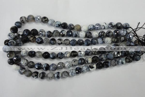 CAA716 15.5 inches 10mm faceted round fire crackle agate beads