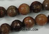 CAA722 15.5 inches 14mm faceted round fire crackle agate beads