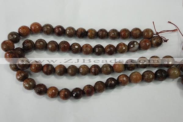 CAA722 15.5 inches 14mm faceted round fire crackle agate beads