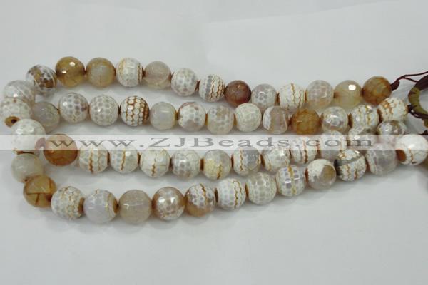 CAA724 15.5 inches 14mm faceted round fire crackle agate beads