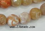 CAA727 15.5 inches 14mm faceted round fire crackle agate beads