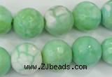 CAA728 15.5 inches 14mm faceted round fire crackle agate beads