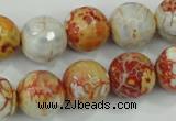 CAA729 15.5 inches 14mm faceted round fire crackle agate beads