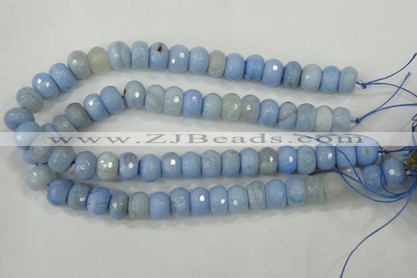 CAA742 15.5 inches 10*14mm faceted rondelle blue lace agate beads