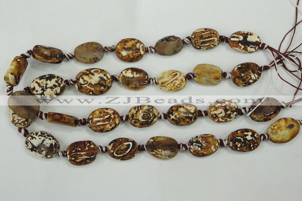 CAA760 15.5 inches 14*18mm twisted oval wooden agate beads