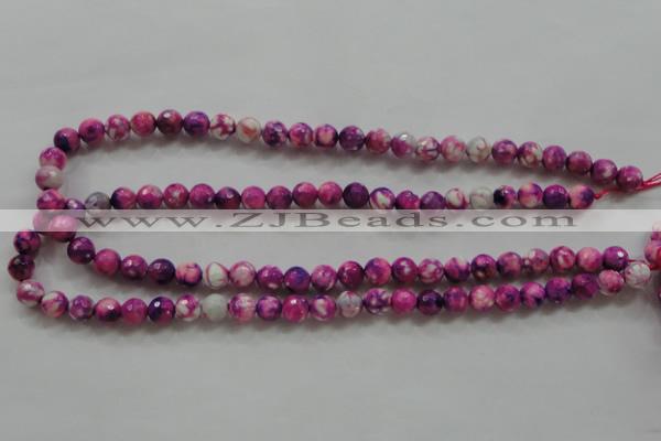 CAA795 15.5 inches 8mm faceted round fire crackle agate beads