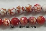 CAA799 15.5 inches 10mm faceted round fire crackle agate beads