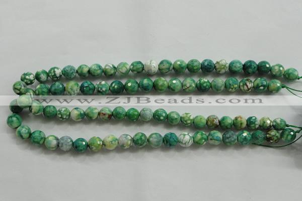 CAA800 15.5 inches 10mm faceted round fire crackle agate beads