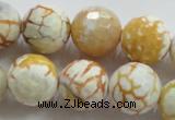 CAA816 15.5 inches 16mm faceted round fire crackle agate beads