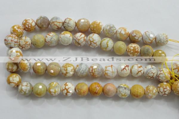 CAA816 15.5 inches 16mm faceted round fire crackle agate beads