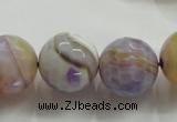 CAA819 15.5 inches 18mm faceted round fire crackle agate beads