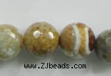 CAA820 15.5 inches 18mm faceted round fire crackle agate beads