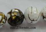 CAA822 15.5 inches 20mm faceted round fire crackle agate beads