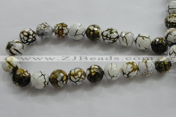 CAA822 15.5 inches 20mm faceted round fire crackle agate beads