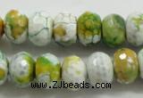 CAA825 15.5 inches 10*14mm faceted rondelle fire crackle agate beads