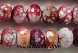 CAA826 15.5 inches 10*14mm faceted rondelle fire crackle agate beads