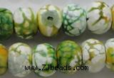 CAA830 15.5 inches 12*16mm faceted rondelle fire crackle agate beads