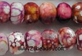 CAA831 15.5 inches 12*16mm faceted rondelle fire crackle agate beads