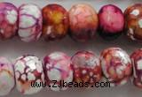 CAA831 15.5 inches 12*16mm faceted rondelle fire crackle agate beads