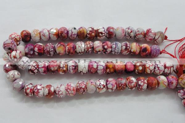 CAA831 15.5 inches 12*16mm faceted rondelle fire crackle agate beads