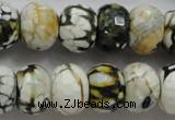 CAA832 15.5 inches 12*16mm faceted rondelle fire crackle agate beads