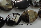 CAA837 15.5 inches 15*20mm twisted oval fire crackle agate beads