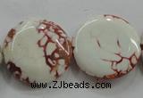 CAA848 15.5 inches 25mm flat round fire crackle agate beads