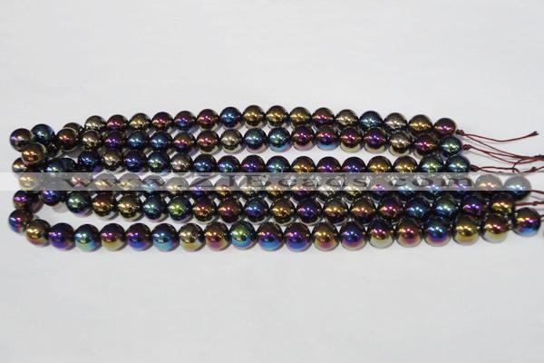 CAA850 15.5 inches 10mm round AB-color black agate beads