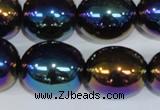 CAA854 15.5 inches 16*20mm egg-shaped AB-color black agate beads