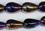 CAA857 15.5 inches 13*20mm teardrop AB-color black agate beads