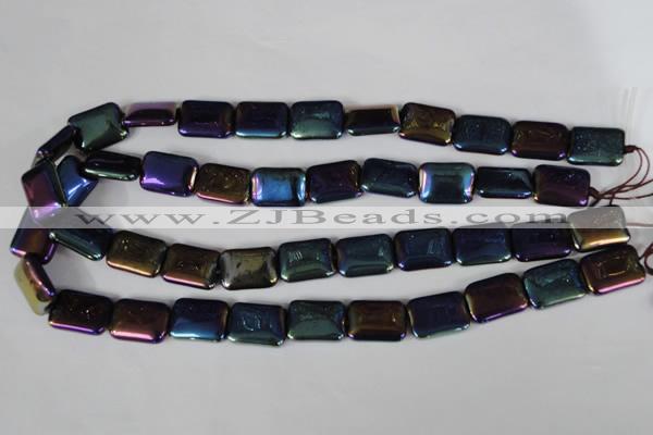 CAA861 15.5 inches 13*18mm rectangle AB-color black agate beads