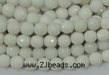 CAA92 15.5 inches 4mm faceted round white agate gemstone beads