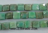 CAA99 15.5 inches 8*8mm faceted square grass agate gemstone beads