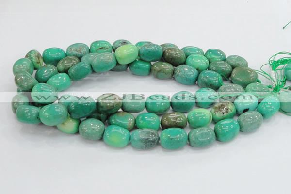 CAB04 15.5 inches 12*20mm nugget green grass agate gemstone beads