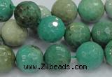 CAB10 15.5 inches 14mm faceted round green grass agate gemstone beads