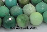 CAB11 15.5 inches 16mm faceted round green grass agate gemstone beads