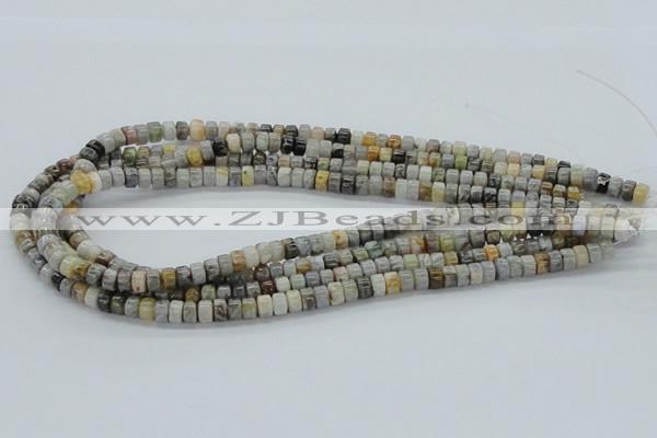 CAB138 15.5 inches 4*6mm roundel bamboo leaf agate beads