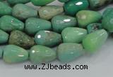 CAB14 15.5 inches 8*12mm faceted teardrop green grass agate beads