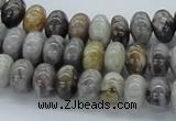 CAB142 15.5 inches 6*10mm rondelle bamboo leaf agate beads