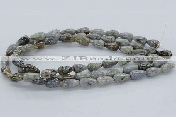 CAB144 15.5 inches 10*18mm teardrop bamboo leaf agate beads